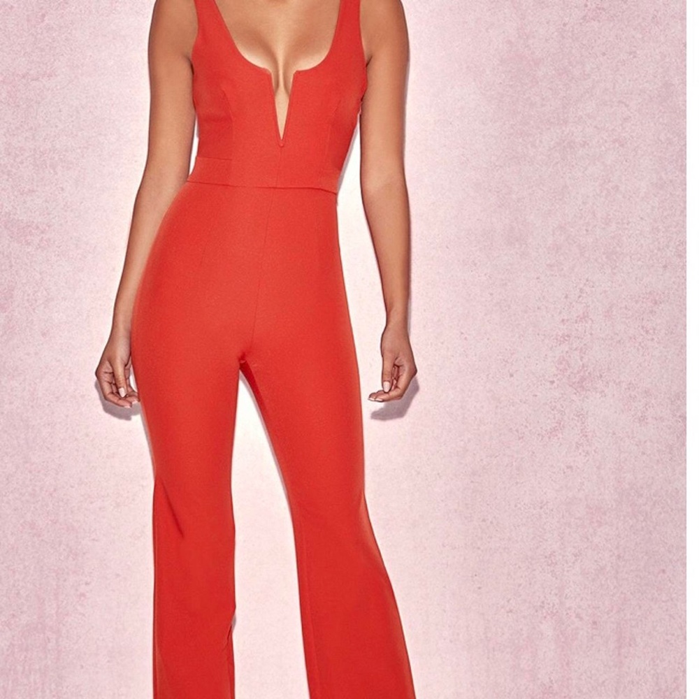 House of CB Vibrant Red/Orange Jumpsuit